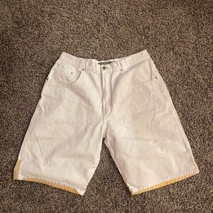 Vintage Gasoline White Yellow Men’s Jorts Streetwear Skater Indie Grunge Shorts